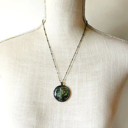 Whimsical Labradorite Full Moon Necklace - F.