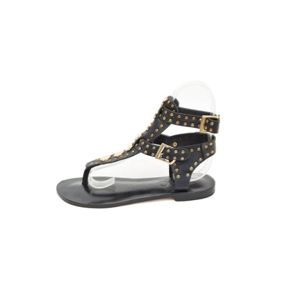 Dione Black Leather Women's Sandals