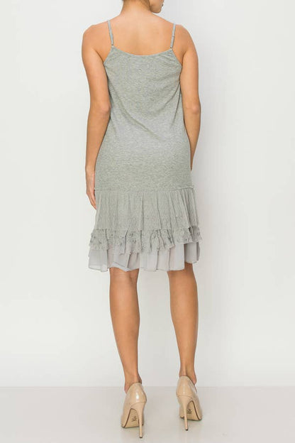 DRESS EXTENDER WITH LACE LAYER - GREY
