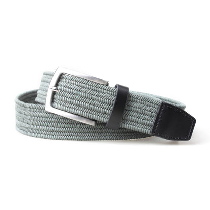 Men's Solid 3.5CM Woven Fabric Stretch Belt w/ Leather Trims - Seamoss