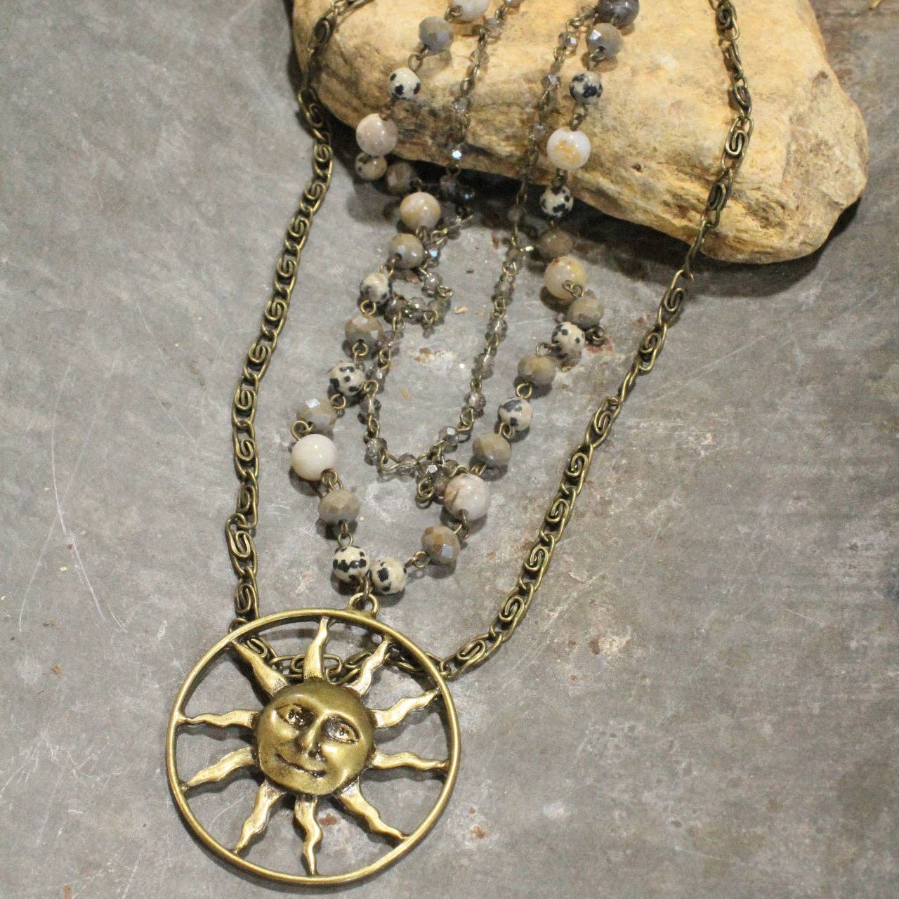 Sun Burst Layered Necklace