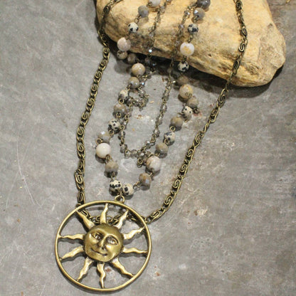 Sun Burst Layered Necklace