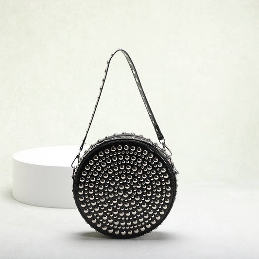 Round rivet bag funny pack - Black