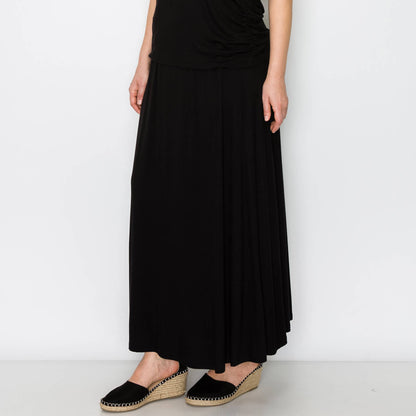 Elastic Waist Maxi Skirt - Black