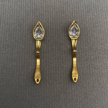 Zircon Inlaid 18K Golden S.Steel Hoop Earrings - FGS