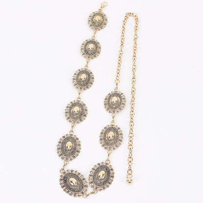 Lace Pattern Medallion Chain Belt - ATG