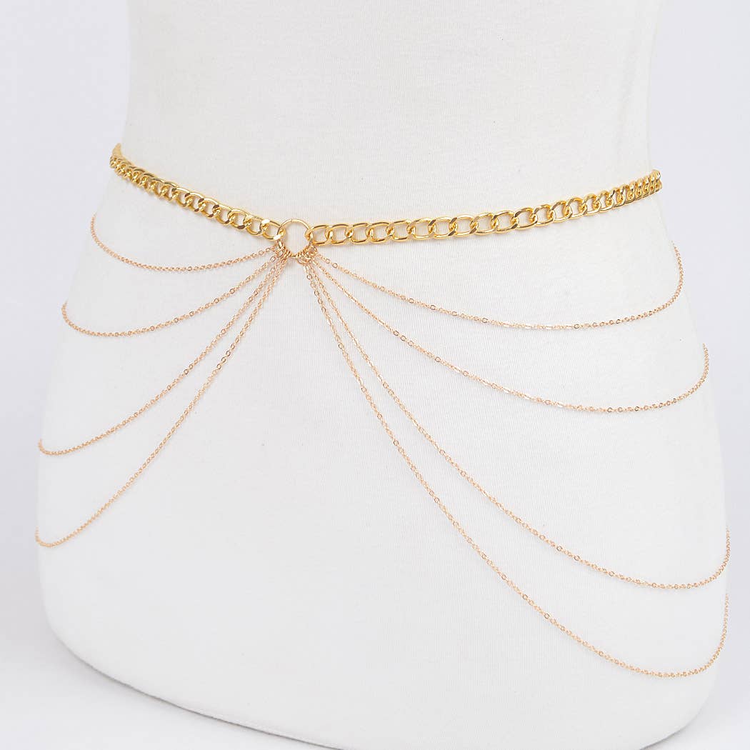 Intricate Layered Chain Belt - Gold