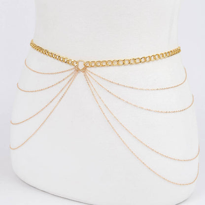 Intricate Layered Chain Belt - Gold