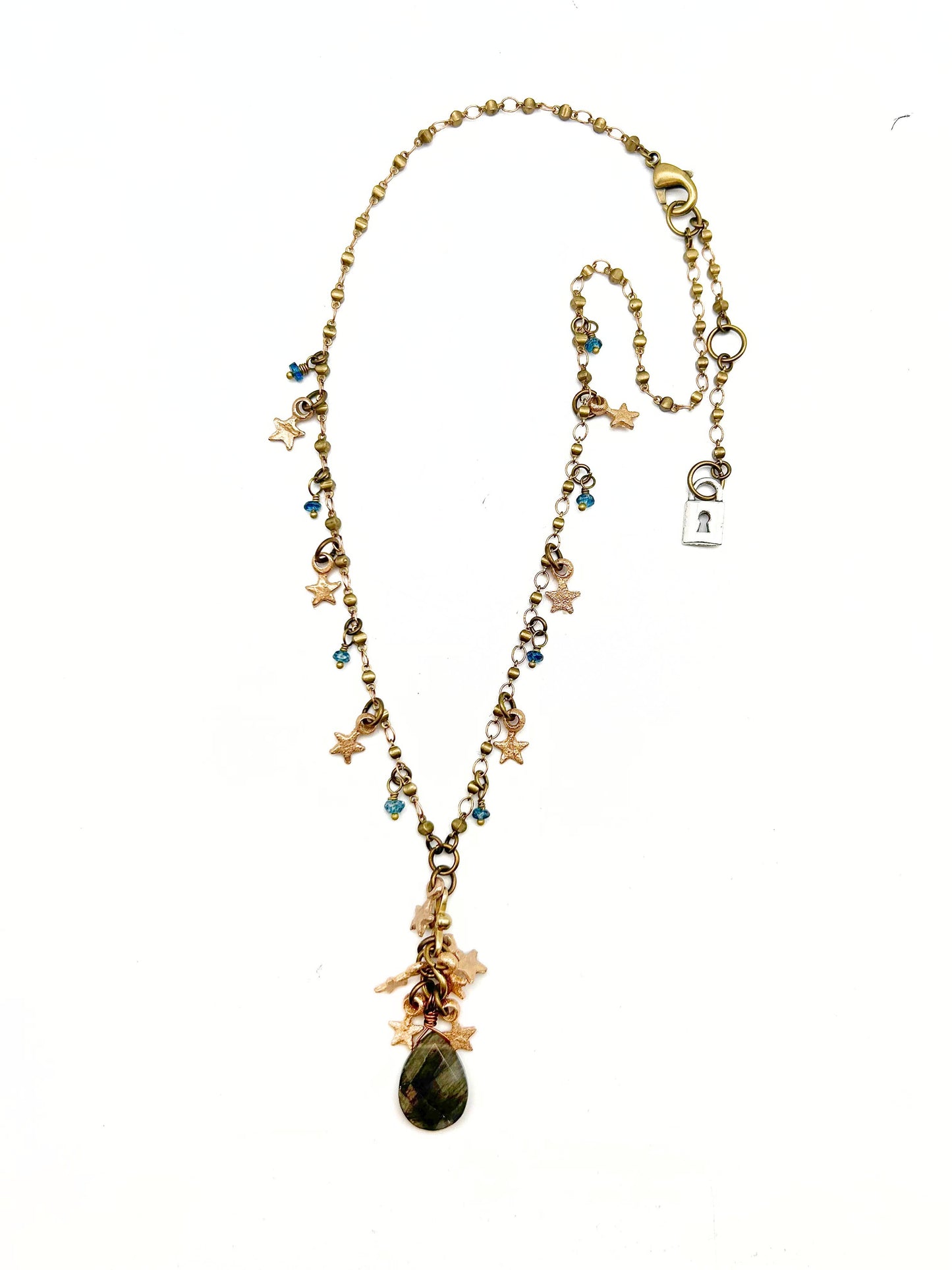 Deco Bronze Stars Labradorite Necklace