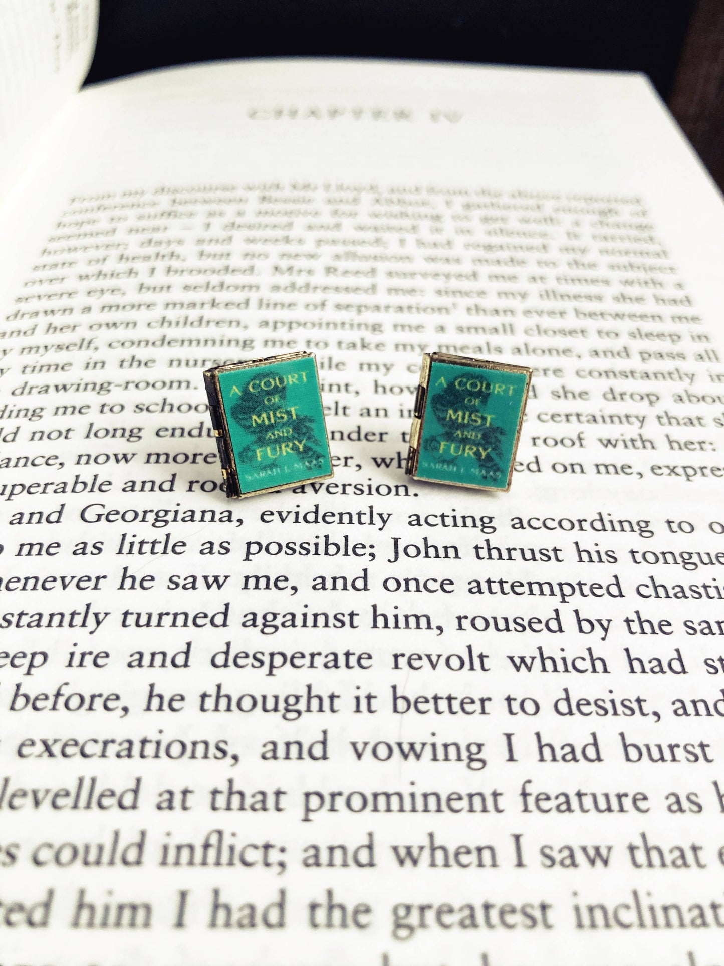 Post Earrings Book Locket A Court of Mist and Fury