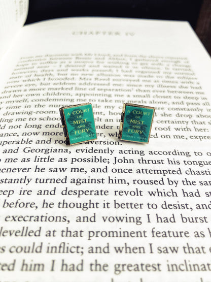 Post Earrings Book Locket A Court of Mist and Fury