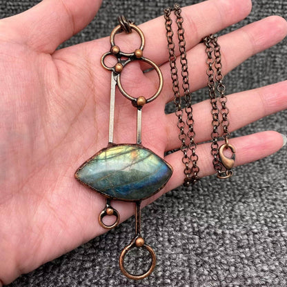 Irregular Labradorite Geometric Pendant Necklace