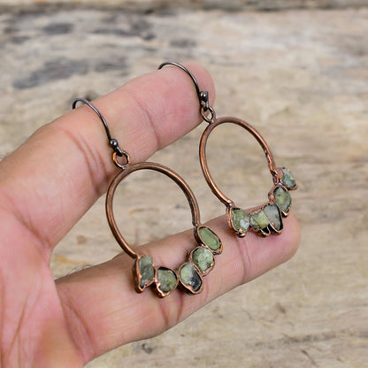 Rough Green Tourmaline Earrings