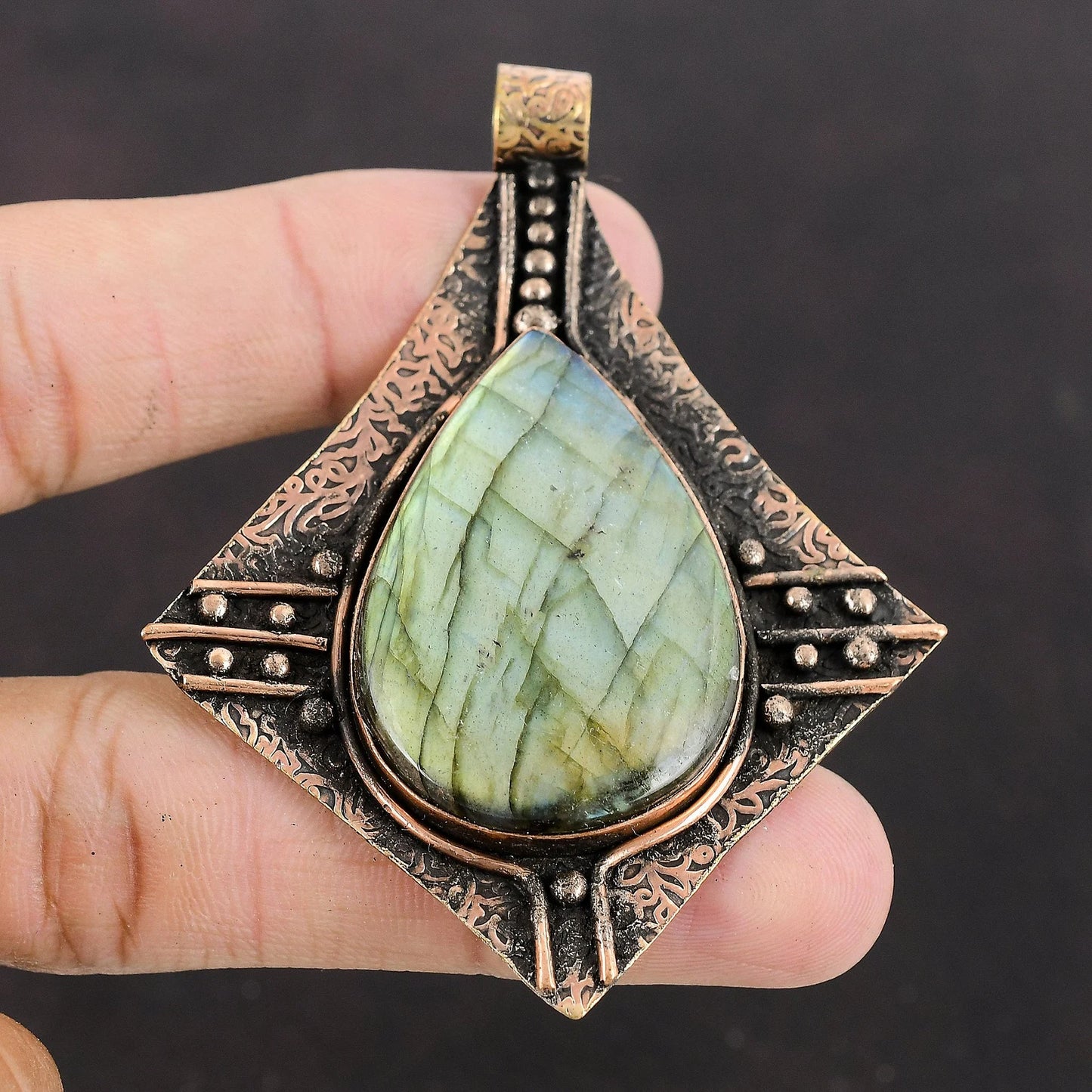 Labradorite Diamond Pendant Necklace