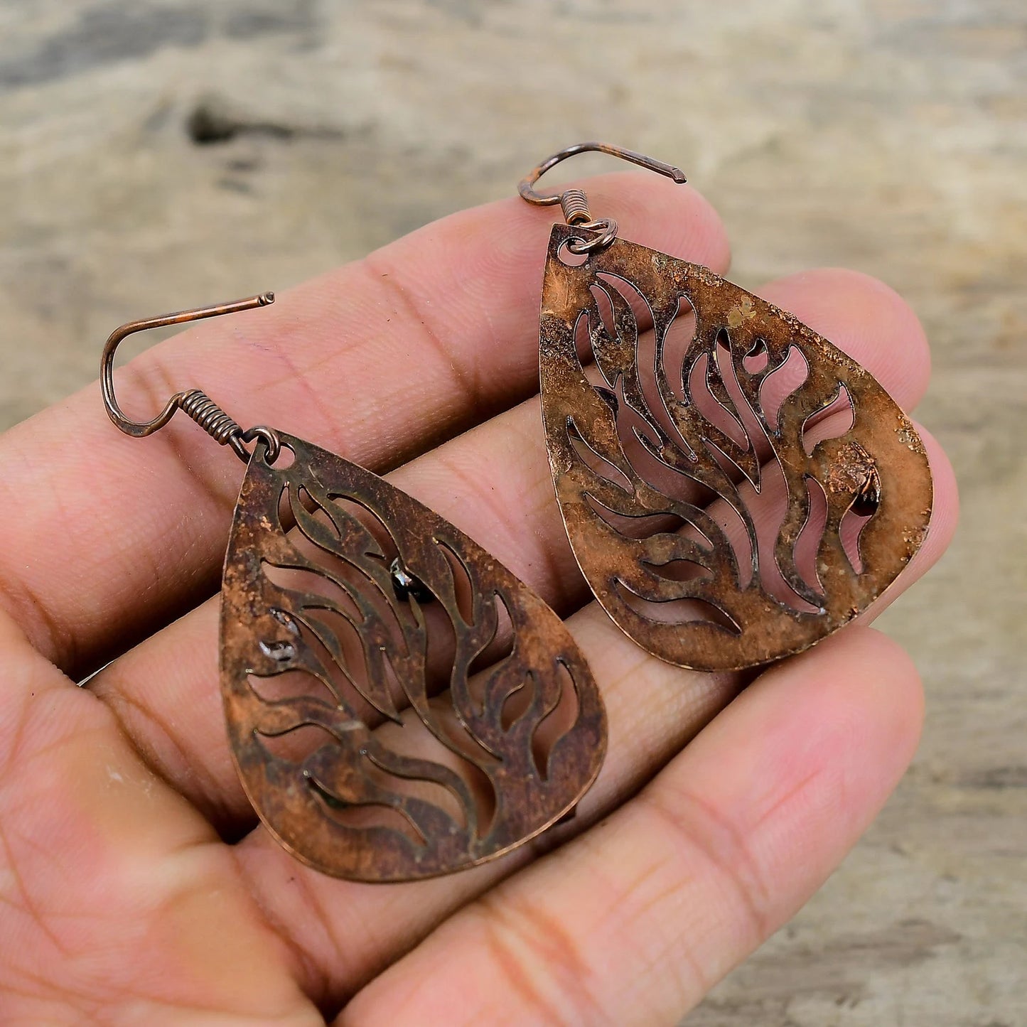 Green Rough Tourmaline Earrings