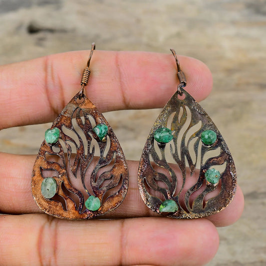 Green Rough Tourmaline Earrings