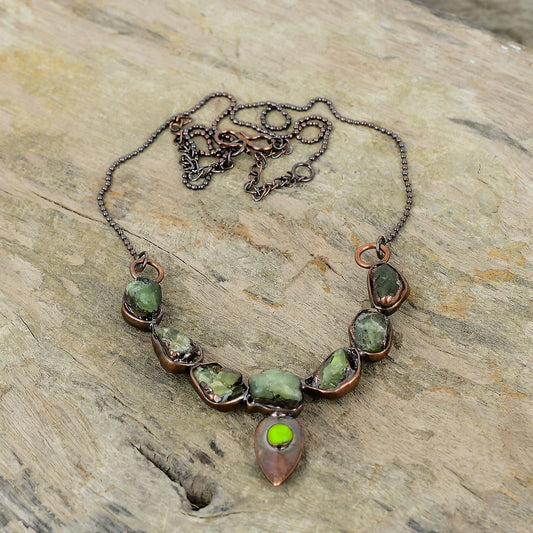 Green Touramline Raw  Necklace