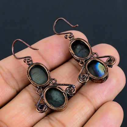 Labradorite Copper Earrings