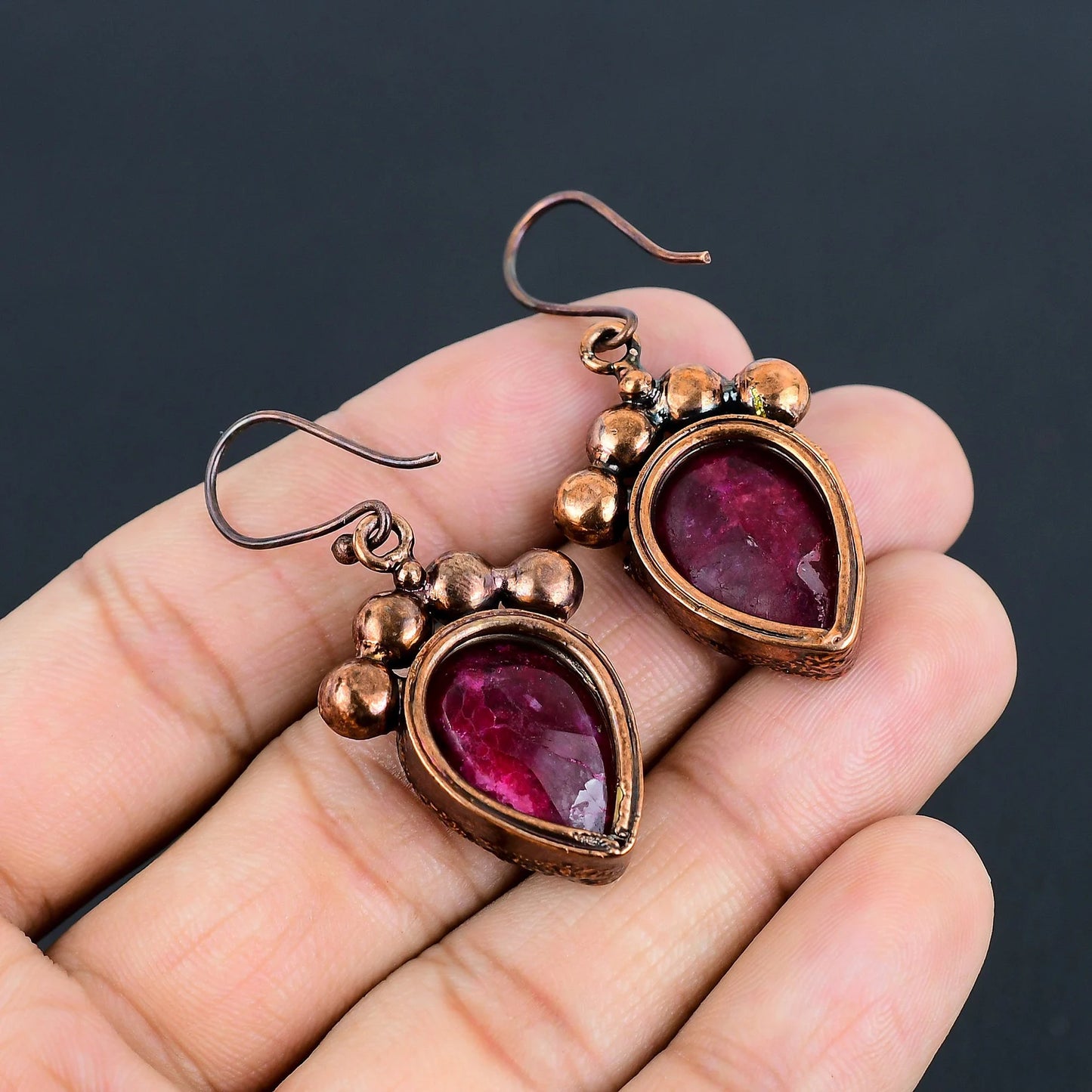 Kashmiri Red Ruby Earrings