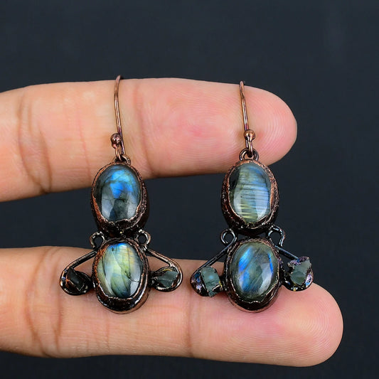 Labradorite Copper Earrings