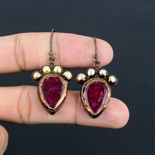 Kashmiri Red Ruby Earrings
