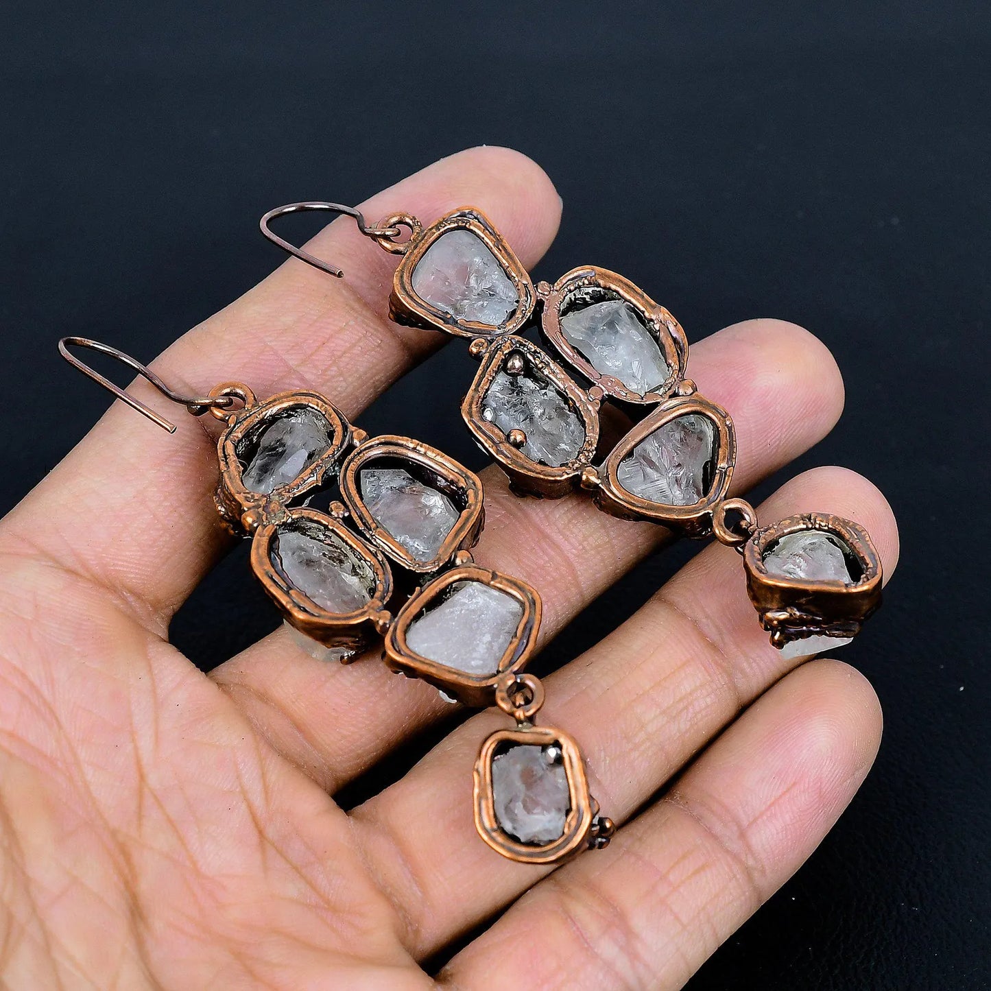 Raw Crystal Quartz Earrings