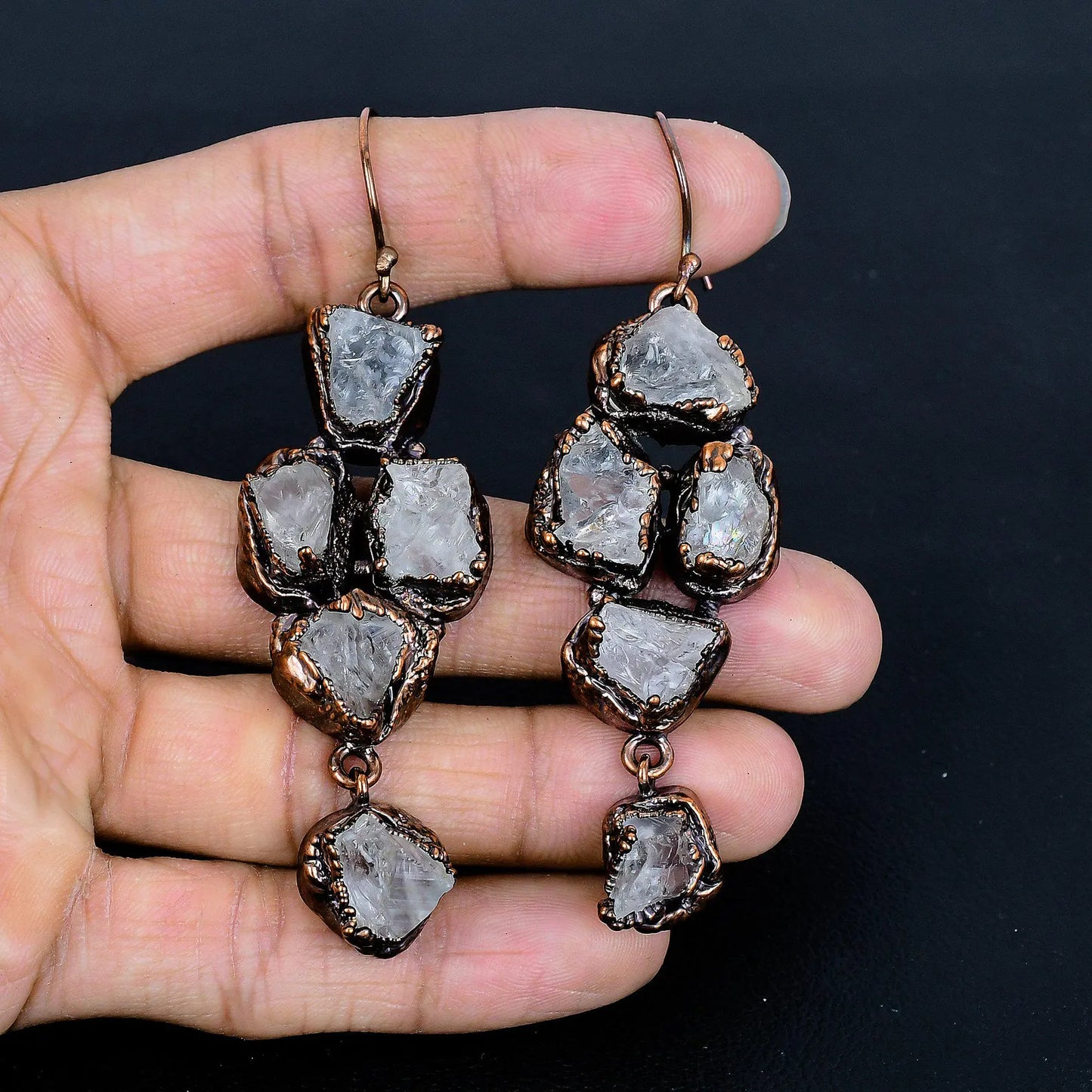 Raw Crystal Quartz Earrings
