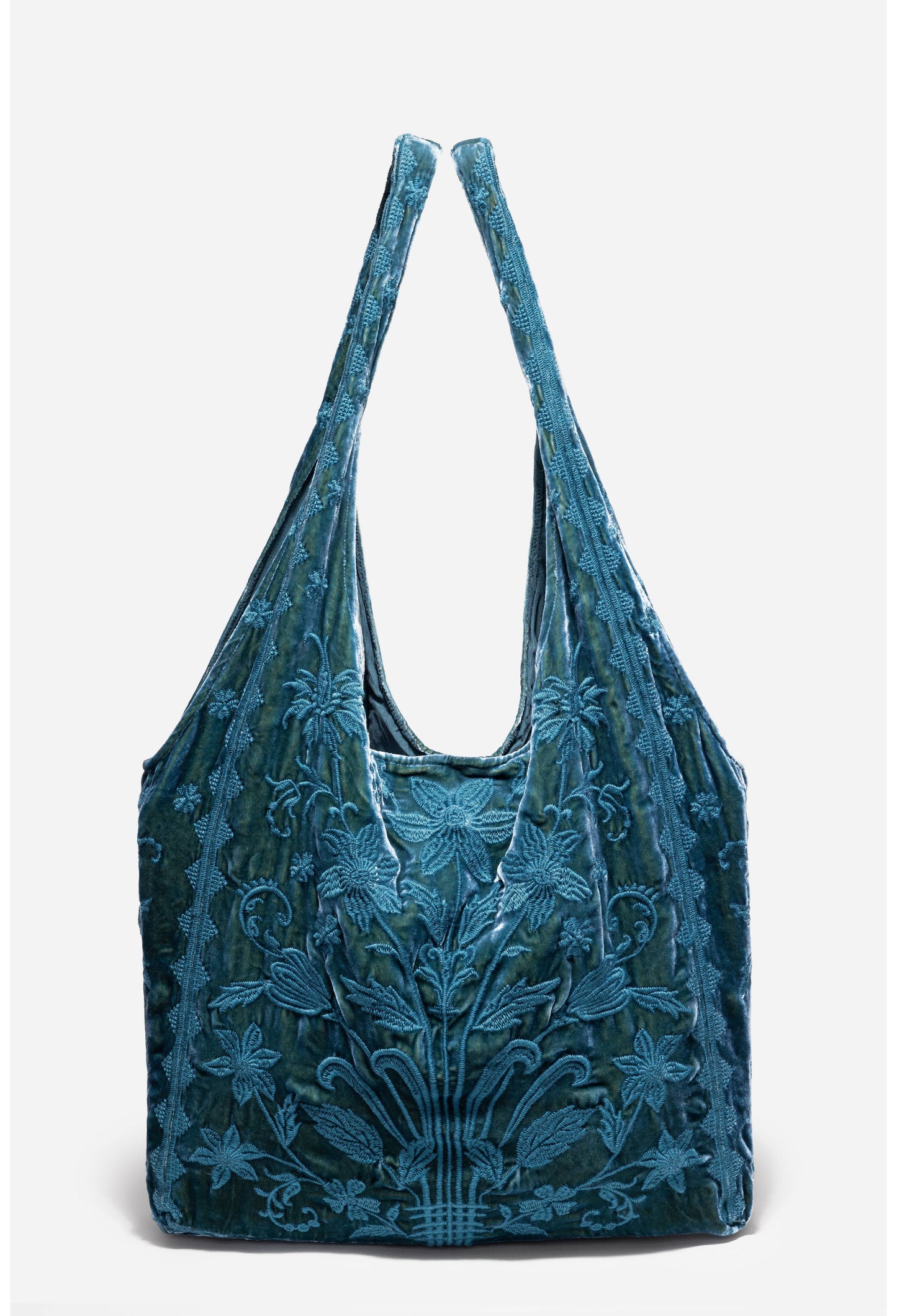 Talitha Velvet Slouchy Tote -Peacock