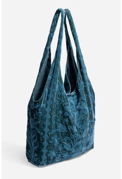 Talitha Velvet Slouchy Tote -Peacock