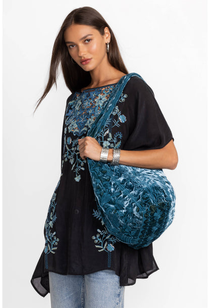 Talitha Velvet Slouchy Tote -Peacock