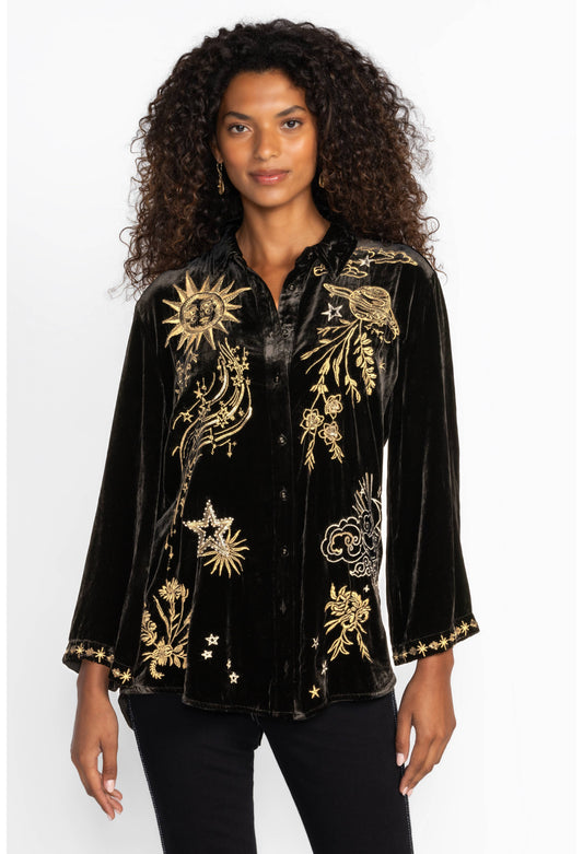 Velvet Kimono Sleeve Shirt