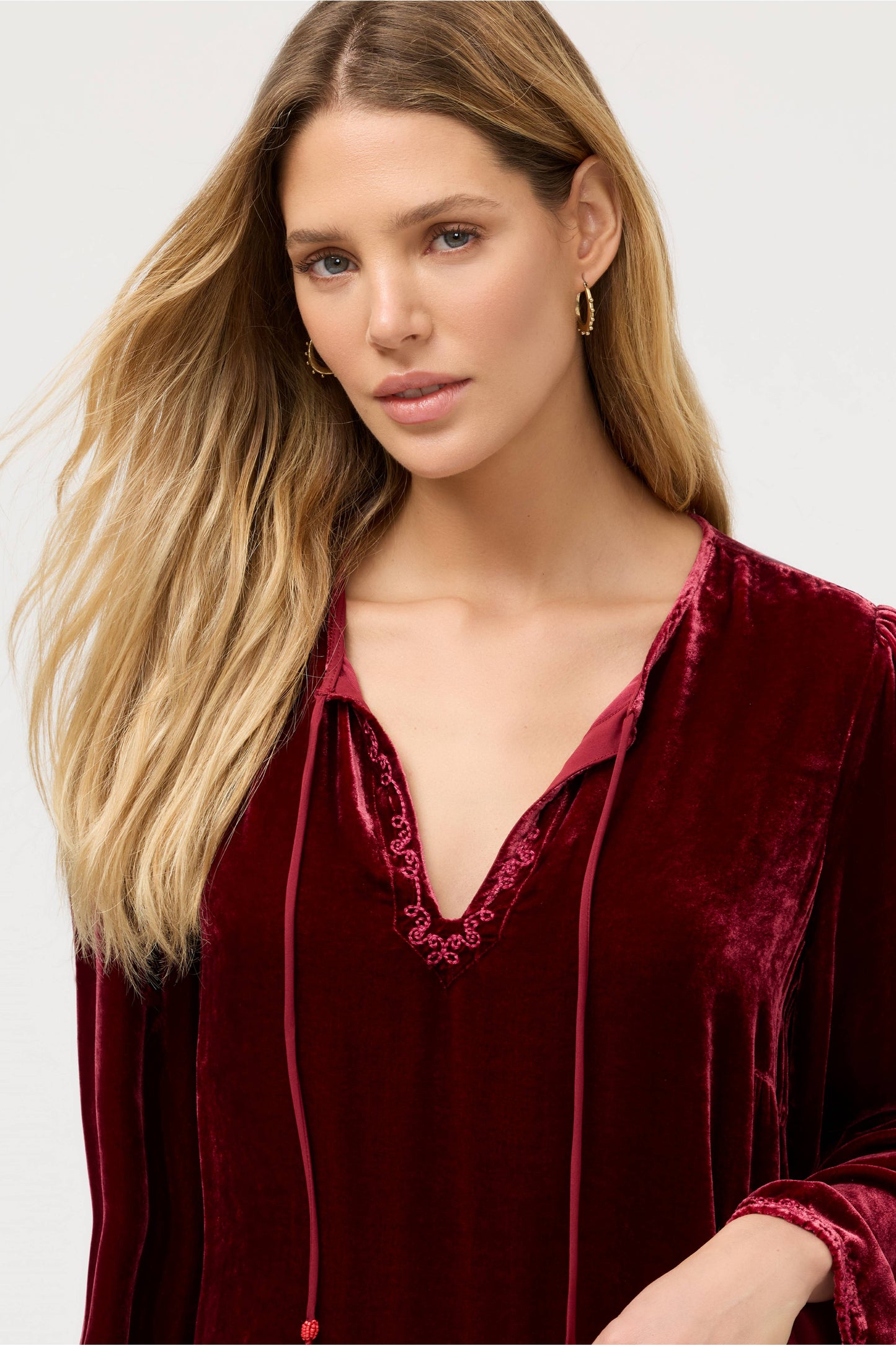 Kimono Sleeve Relaxed Dress - Molly - Cran-Ruby Red