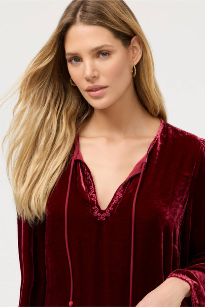 Kimono Sleeve Relaxed Dress - Molly - Cran-Ruby Red