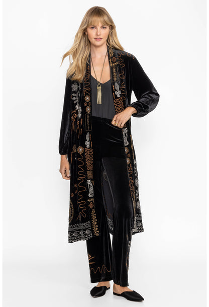 Velvet Bishop Sleeve Kimono Coat - Jenai