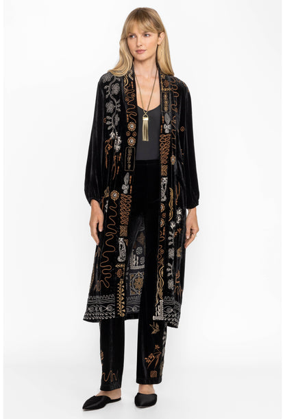 Velvet Bishop Sleeve Kimono Coat - Jenai