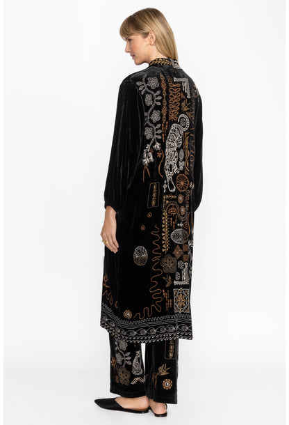 Velvet Bishop Sleeve Kimono Coat - Jenai