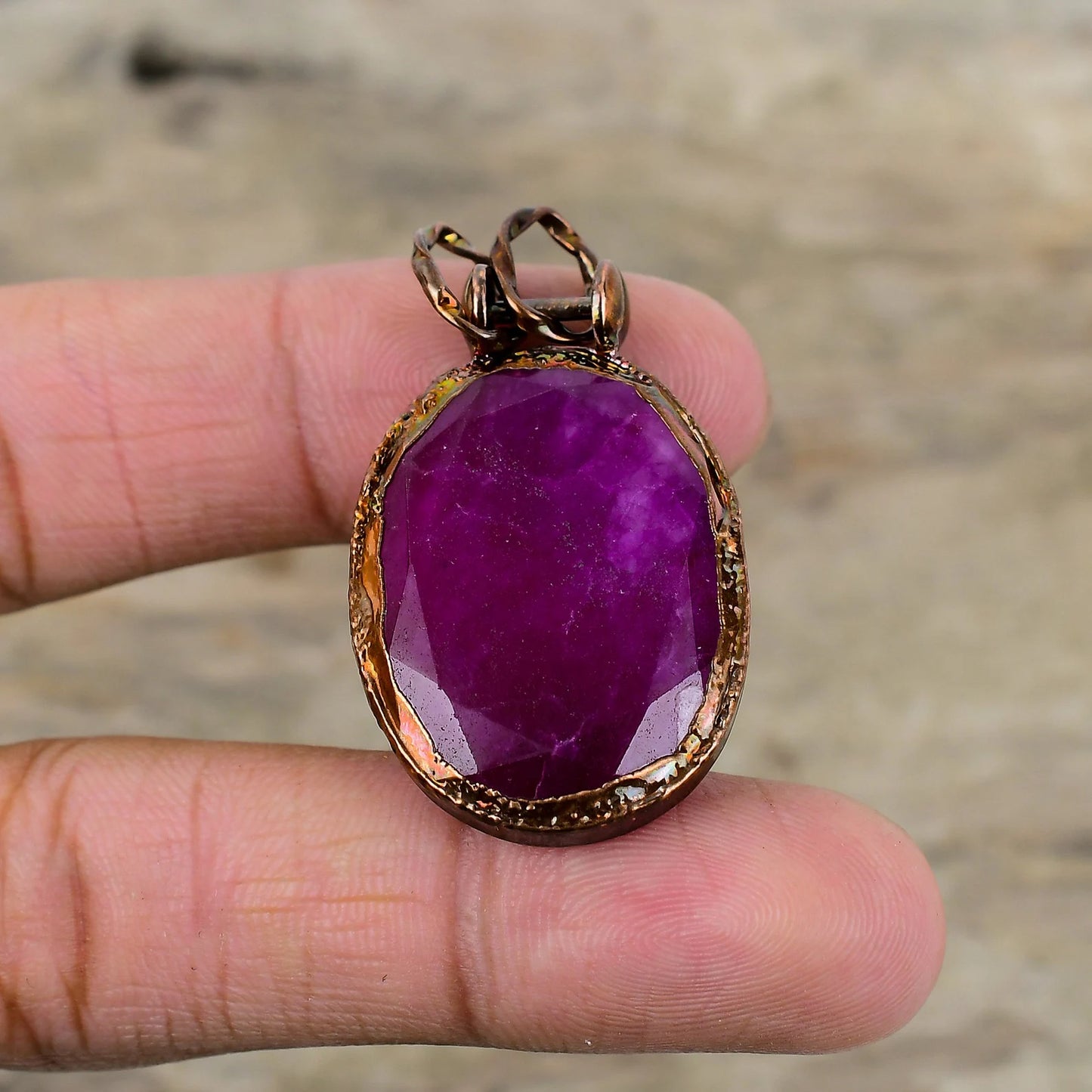 Faceted Kashmir Ruby Pendant Necklace
