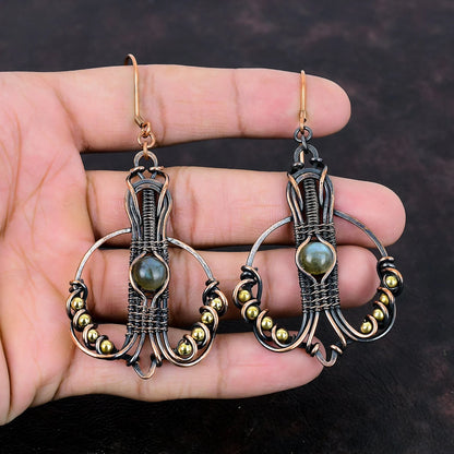 Labradorite and Copper Earrings