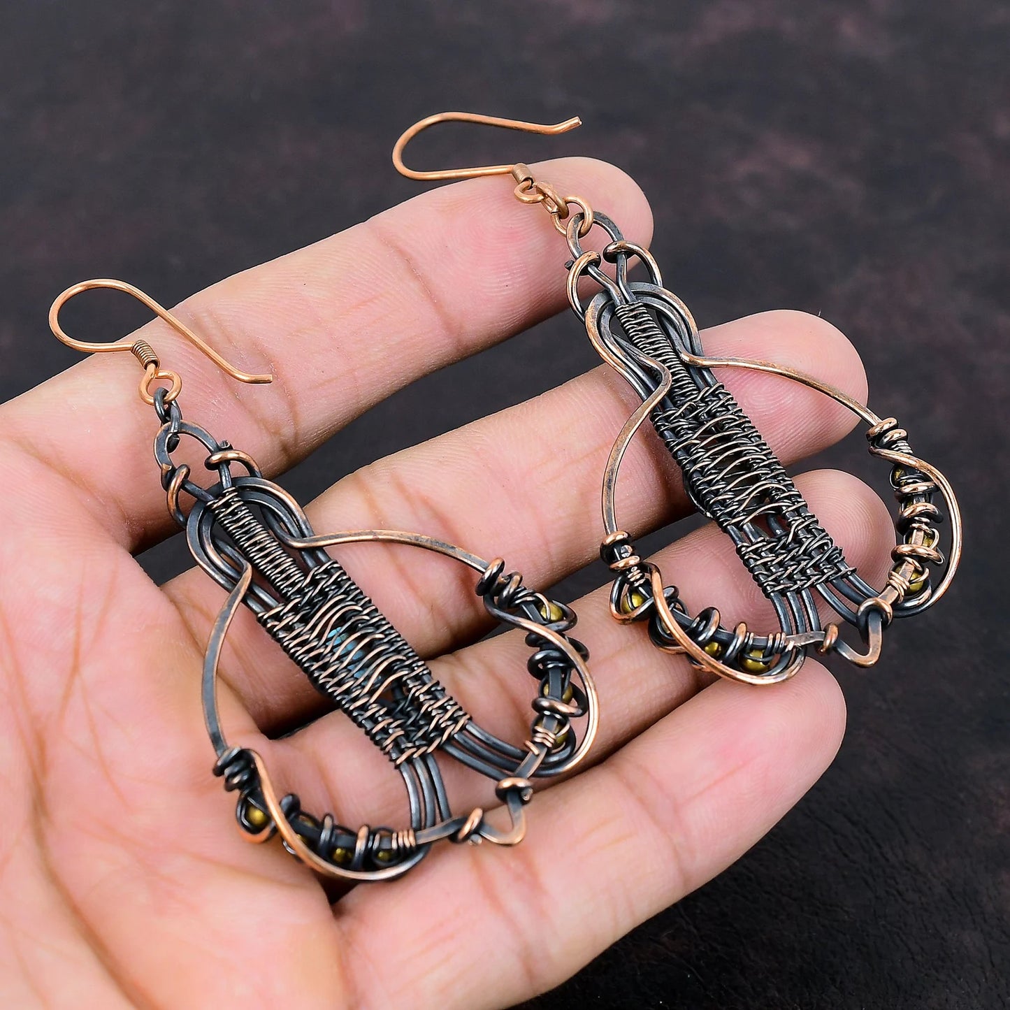 Labradorite and Copper Earrings