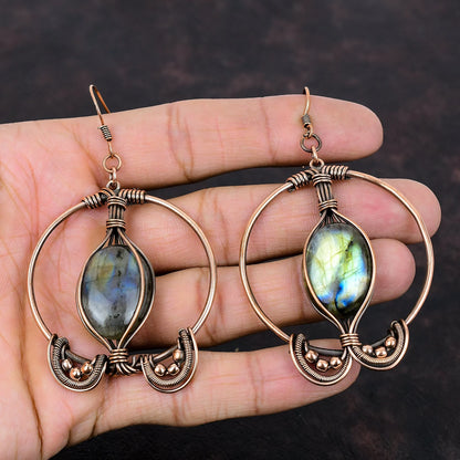 Labradorite and Copper Wired Earrings