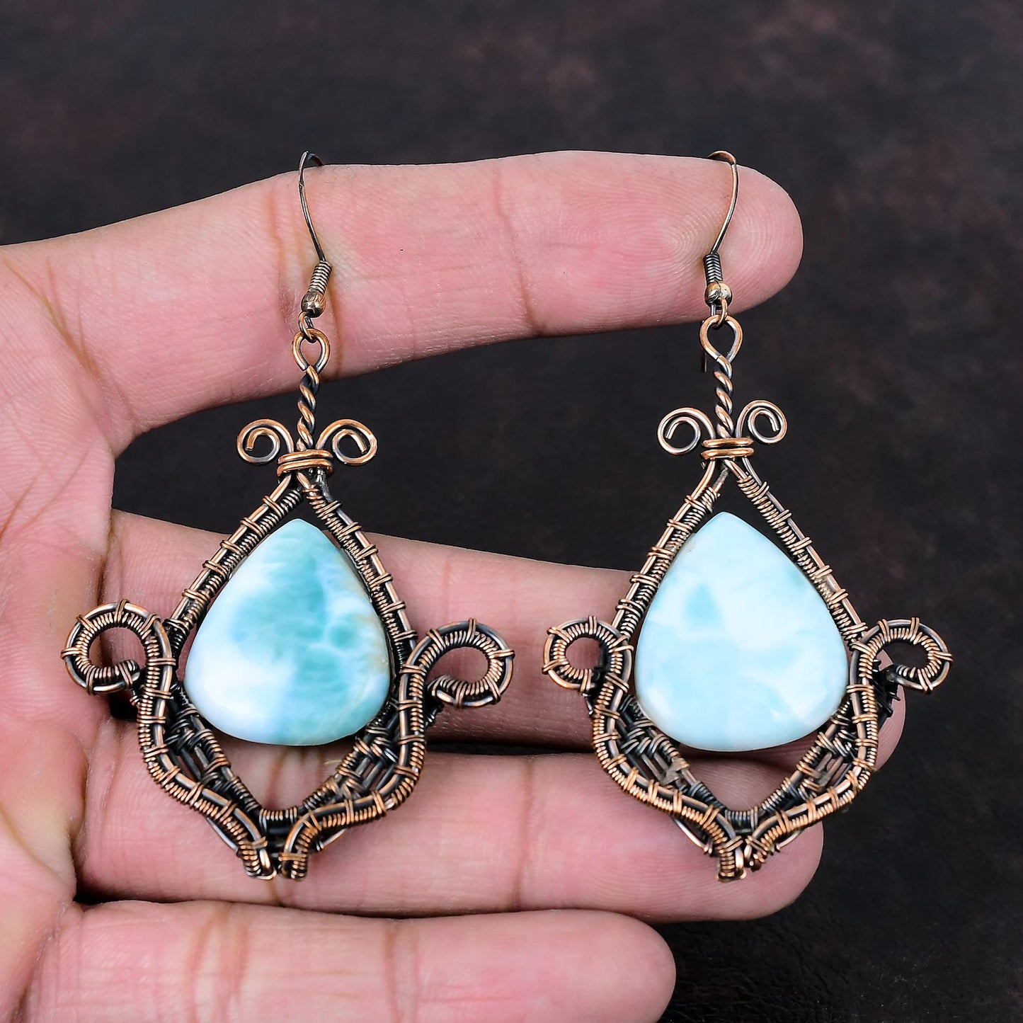 Larimar and Copper Earrings