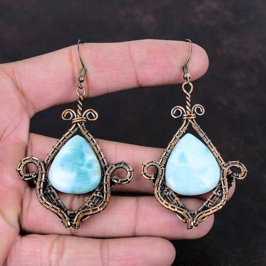 Larimar and Copper Earrings