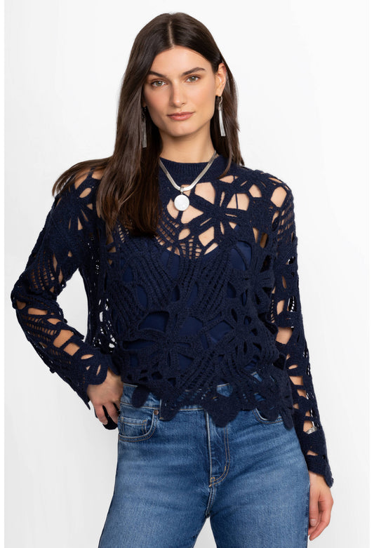 The Crochet Pullover-Navy