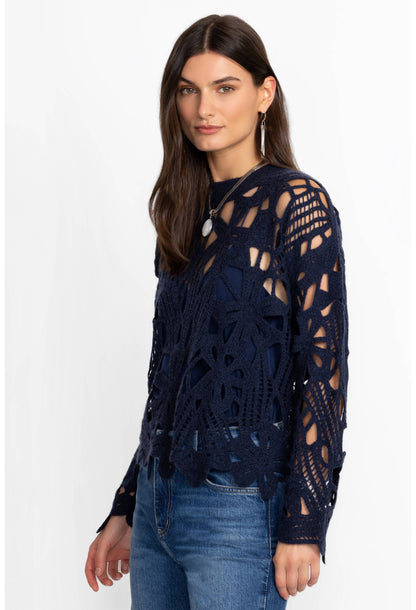 The Crochet Pullover-Navy