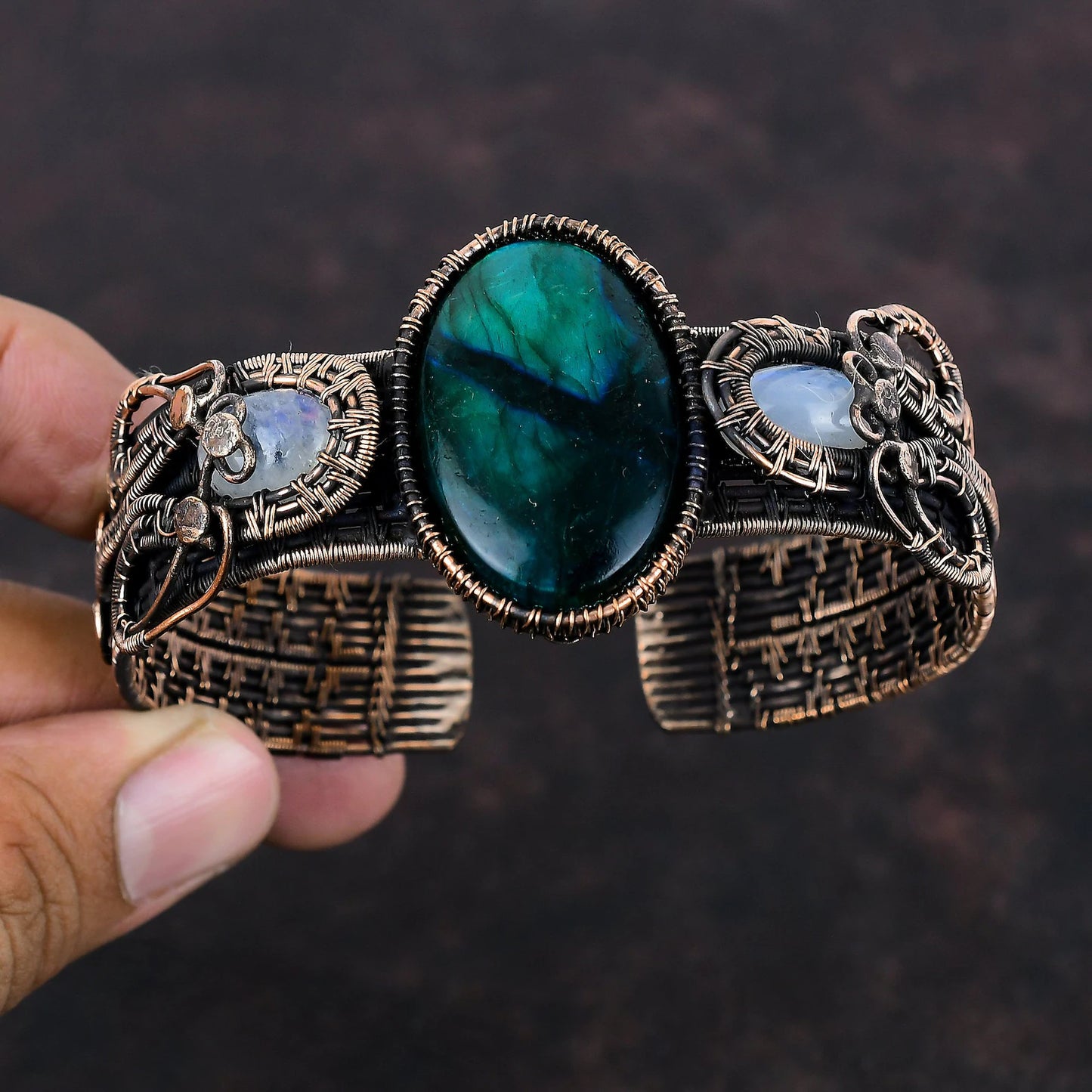Neon Flash Labradorite / Moonstone Cuff