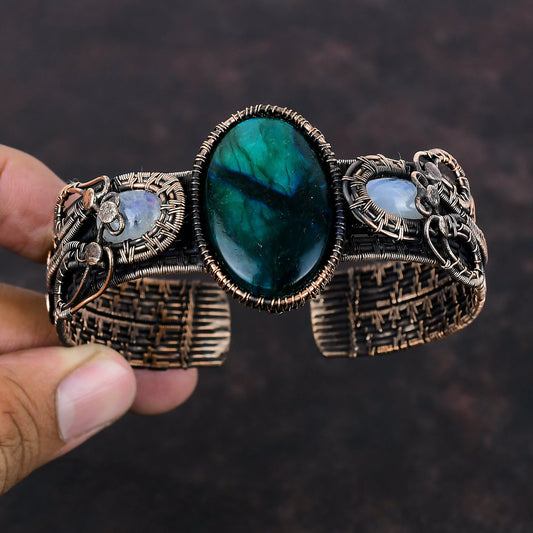 Neon Flash Labradorite / Moonstone Cuff
