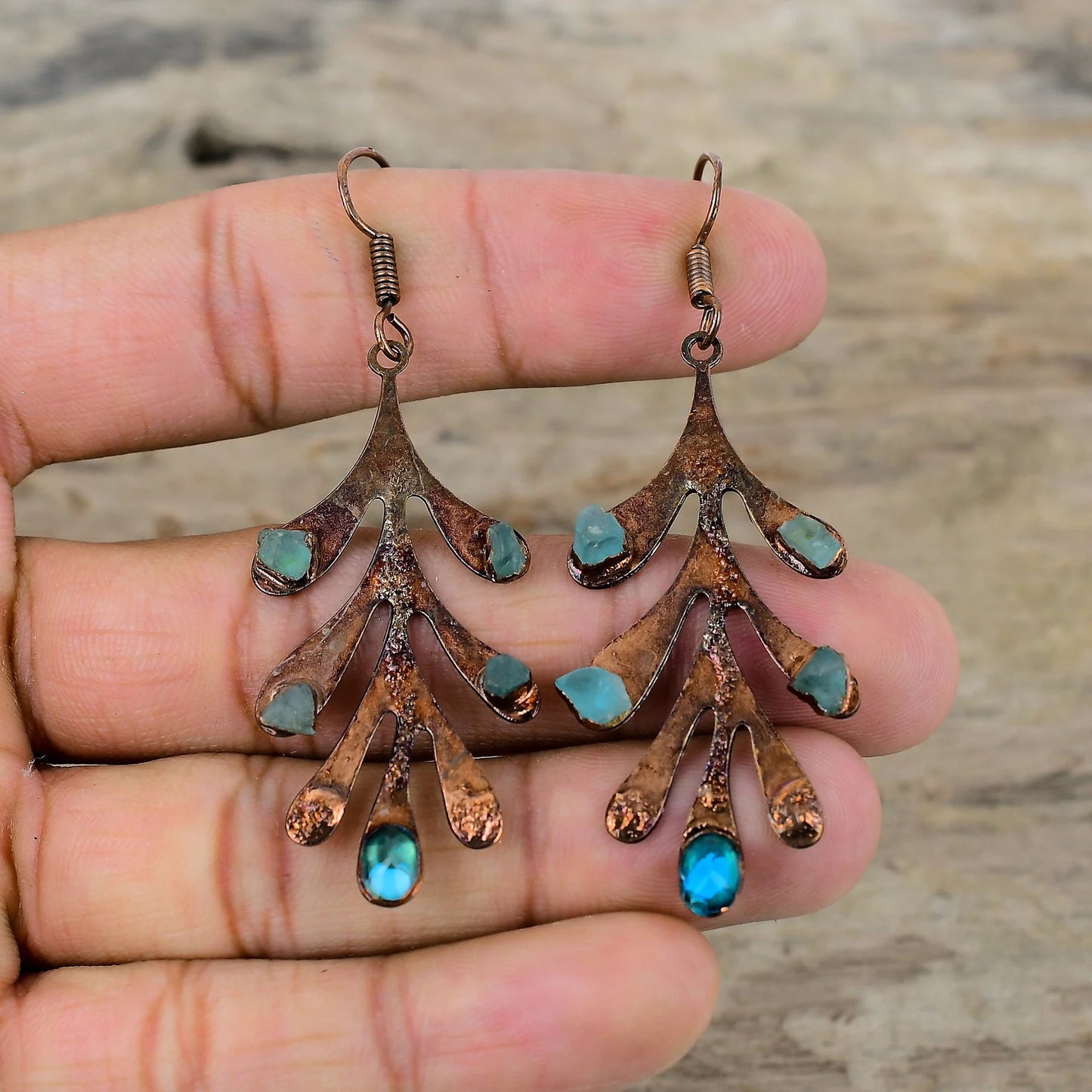 Neon Apatite Copper Earrings