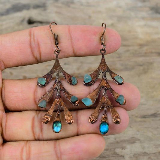 Neon Apatite Copper Earrings