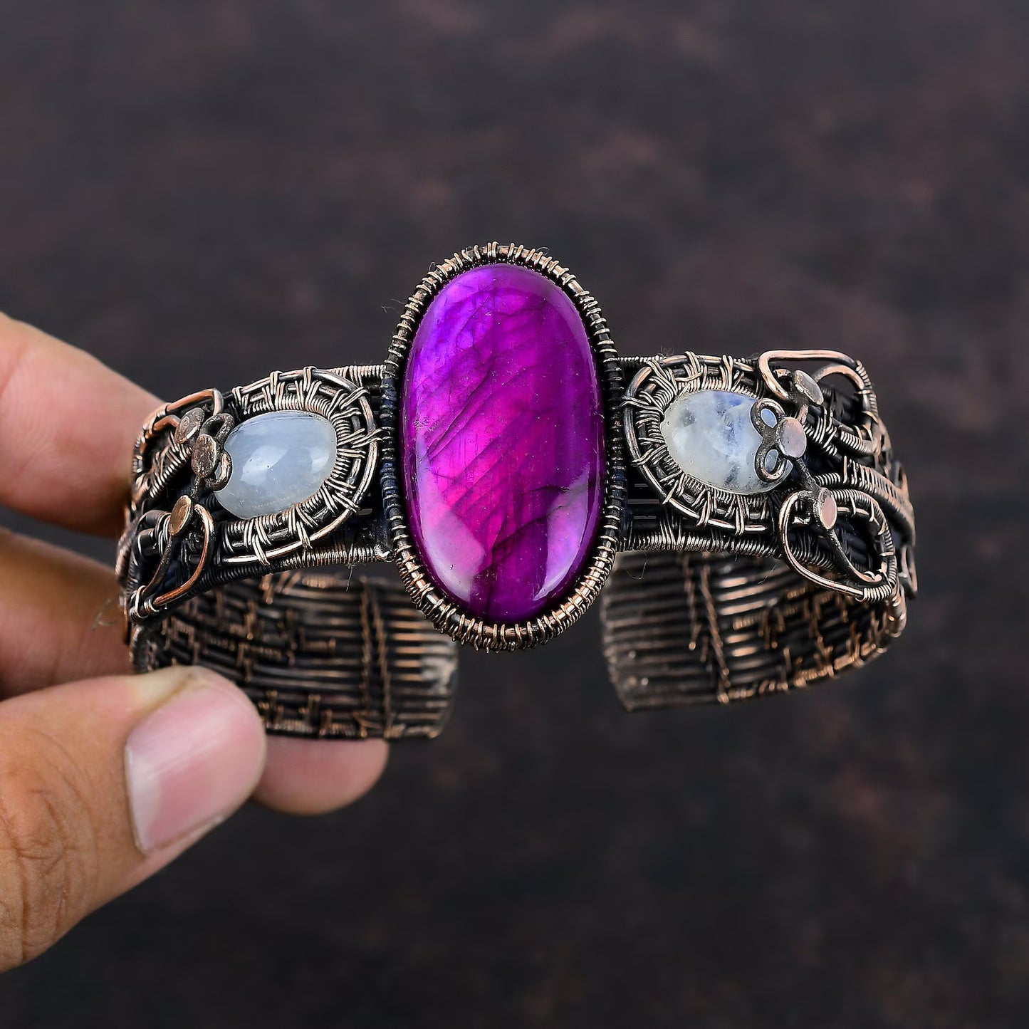 Purple Fire Labradorite Cuff