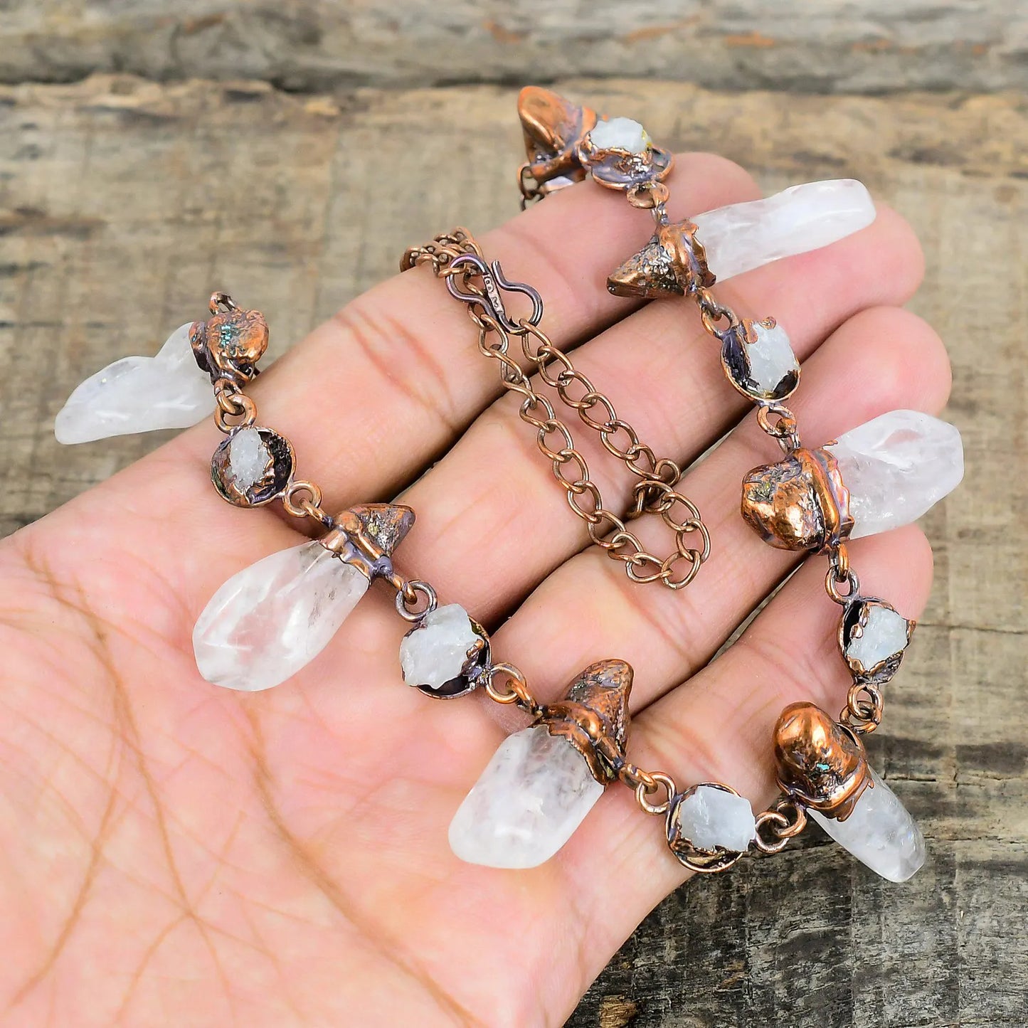 Rainbow Moonstone Raw Necklace
